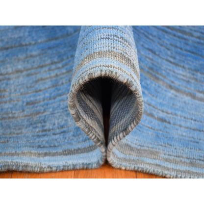 Rug 10'x14'1" Blue Wool Hand Knotted Overdyed Contemporary Design