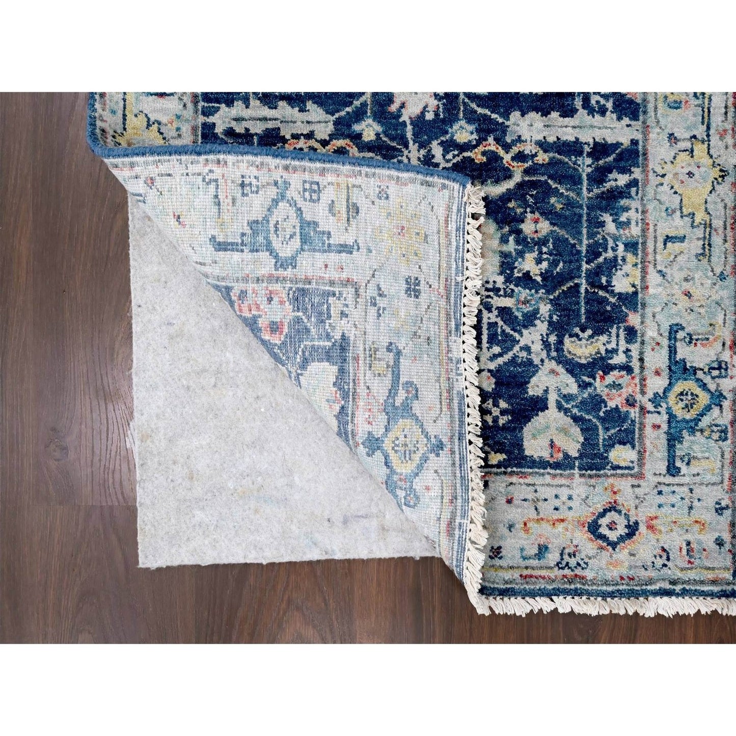 2'7"X5'9" Blue Erased Heris All Over Design Hand Knotted Wool Runner Rug