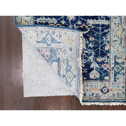 2'7"X5'9" Blue Erased Heris All Over Design Hand Knotted Wool Runner Rug