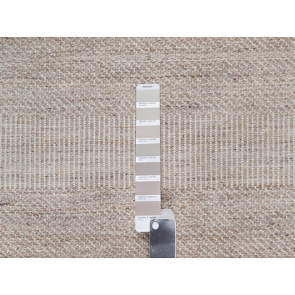9'2"X12'2" Beaver Brown Flat Weave With Textured Grass Design Wool Rug