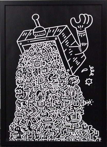 Mr Doodle - Tv Vomit Poster Print Mint Framed