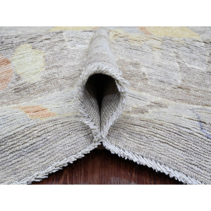 10'X13'8" Medium Gray Hand Knotted Angora Oushak Pure Wool Oriental Rug
