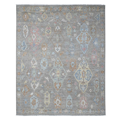 8'X9'8" Anvil Gray Extra Soft Wool Weft Afghan Angora Oushak Oriental Rug