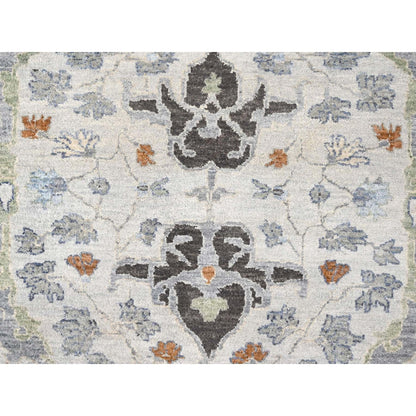 10'X10' Summer Gray Oushak All Over Floral Wool Hand Knotted Square Rug