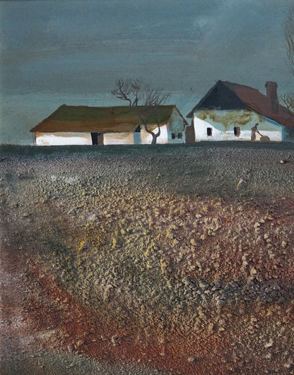 Csiks Andrs 1974 Original Hungarian Landscape Oil Painting "Napos Id?" Signed