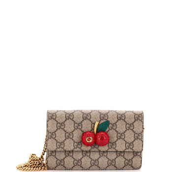 Gucci Cherries Wallet On Chain Gg Coated Canvas Mini