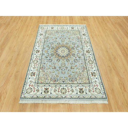 5'X6'9" Brittany Blue Nain Design 250 Kpsi Natural Wool Hand Knotted Rug
