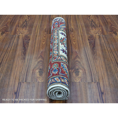 2'1"X2'10" Hand Knotted Super Kazak Soft Afghan Wool Ivory Mat Rug