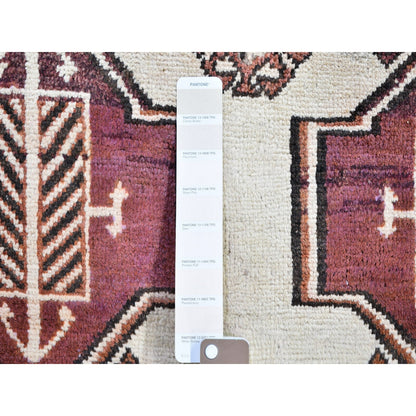3'7"x6' Old Farsian Gabbeh Signed with Geometric Medallions Hand Made Rug
