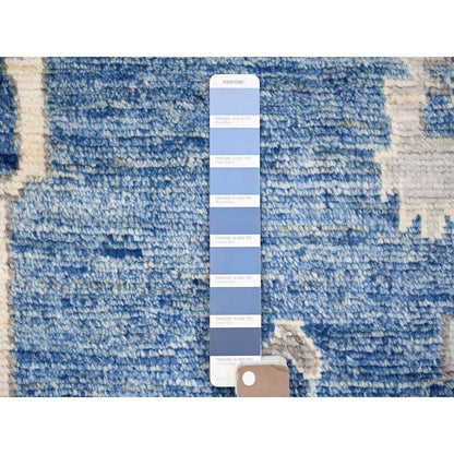 11'10"X15'1" Steel Blue Anatolian Village Inspired Wool Hand Knotted Rug