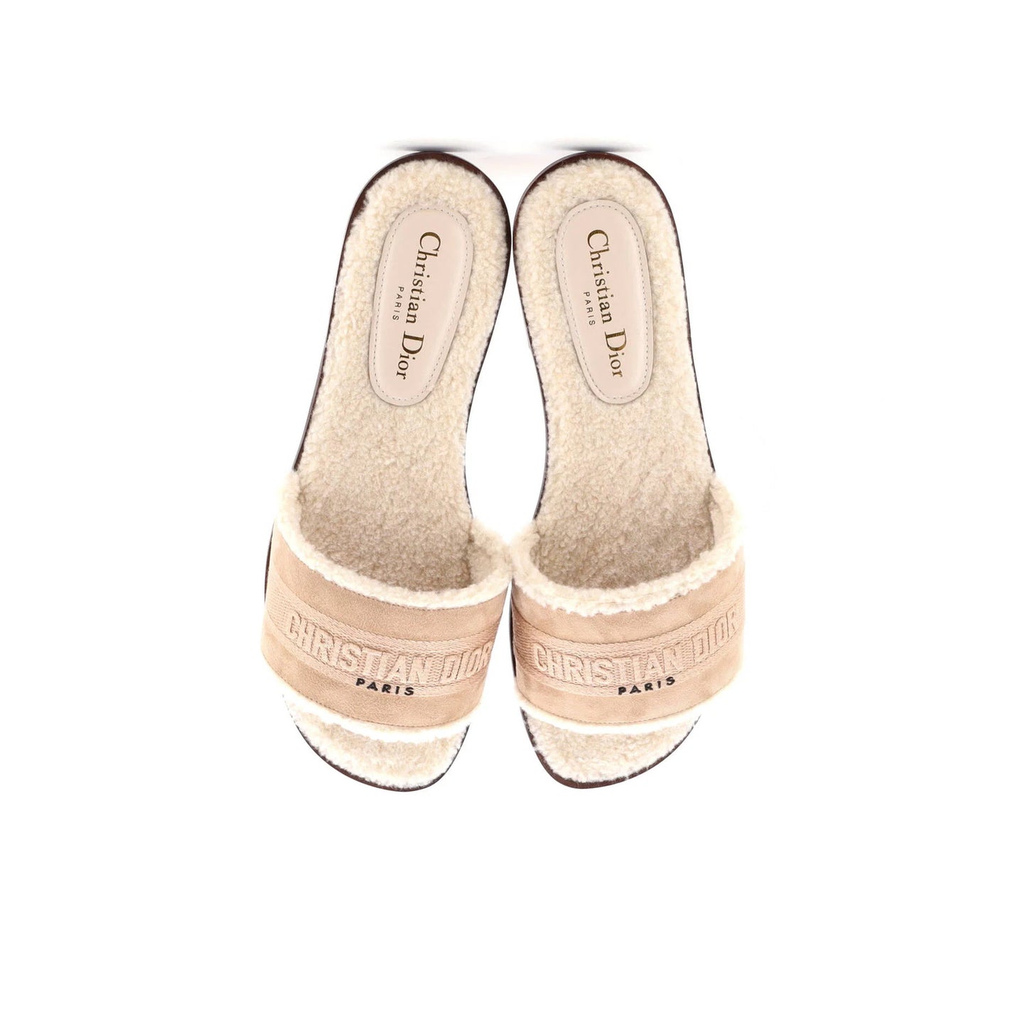 Christian Dior Women'S Dway Slide Sandals Suede With Shearling