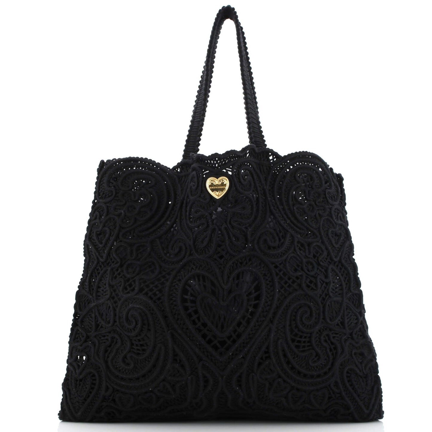 Dolce & Gabbana Beatrice Tote Bag Crochet Lace Jacquard Large