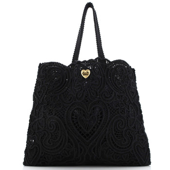 Dolce & Gabbana Beatrice Tote Bag Crochet Lace Jacquard Large
