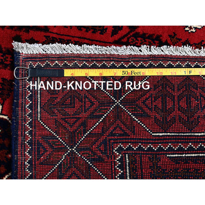 4'X6'4" Red Afghan Khamyab Tribal Medallions Design Wool Hand Knotted Rug