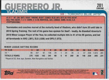 Vladimir Guerrero Jr. 2019 Topps Chrome Rookie