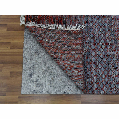 9'1"X12'1" Red Hand Knotted Modern Chiaroscuro Collection Pure Wool Rug