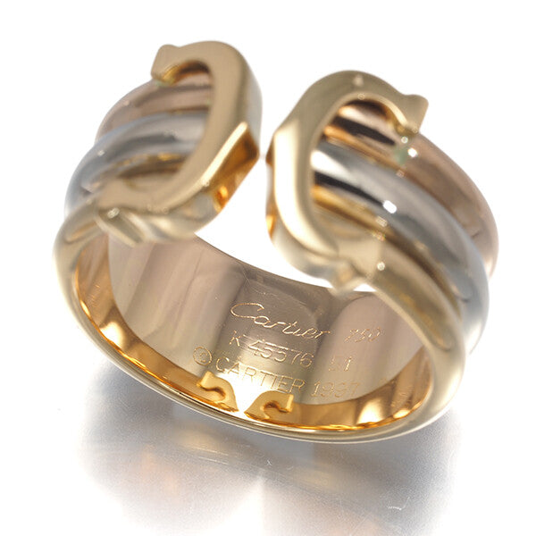 Cartier Ring 2C Double C C2 3Color Lm Eu51 18K 750 Yellow White Rose Gold