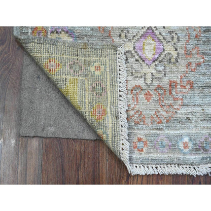 2'1"X3'3" Sea Gray Hand Knotted Afghan Angora Oushak Mat Oriental Rug