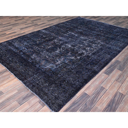 6'5"X10'3" Blue Overdyed Semi Antique Tebraz Hand Knotted Oriental Rug