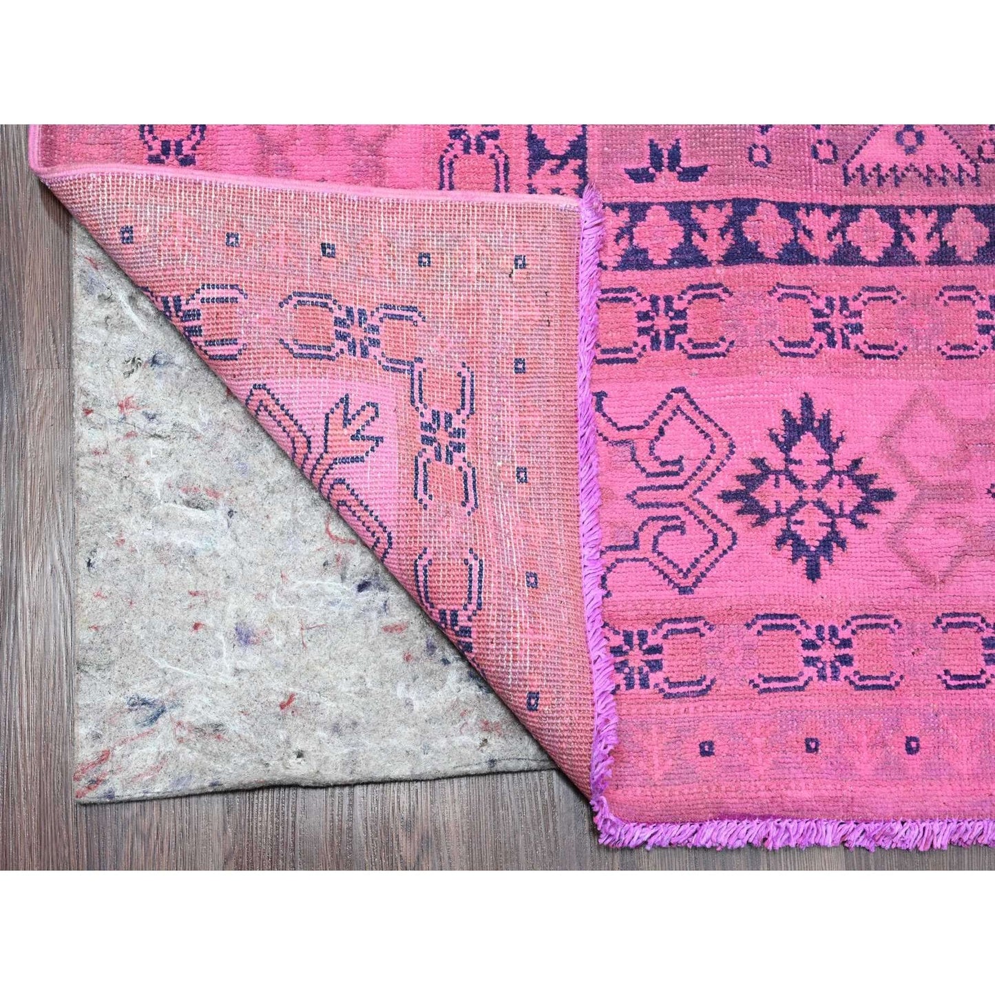7'10"X9'7" Pink Overdyed Kazak Medallions Design Wool Hand Knotted Rug
