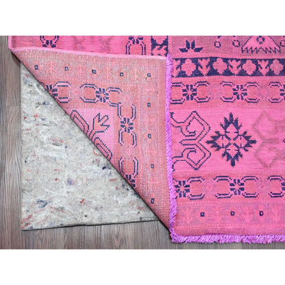7'10"X9'7" Pink Overdyed Kazak Medallions Design Wool Hand Knotted Rug