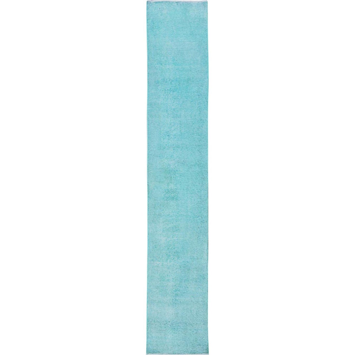 2'X12'9" Overdyed Blue Vintage Zoroastrian Hand Knotted Wool Runner Rug