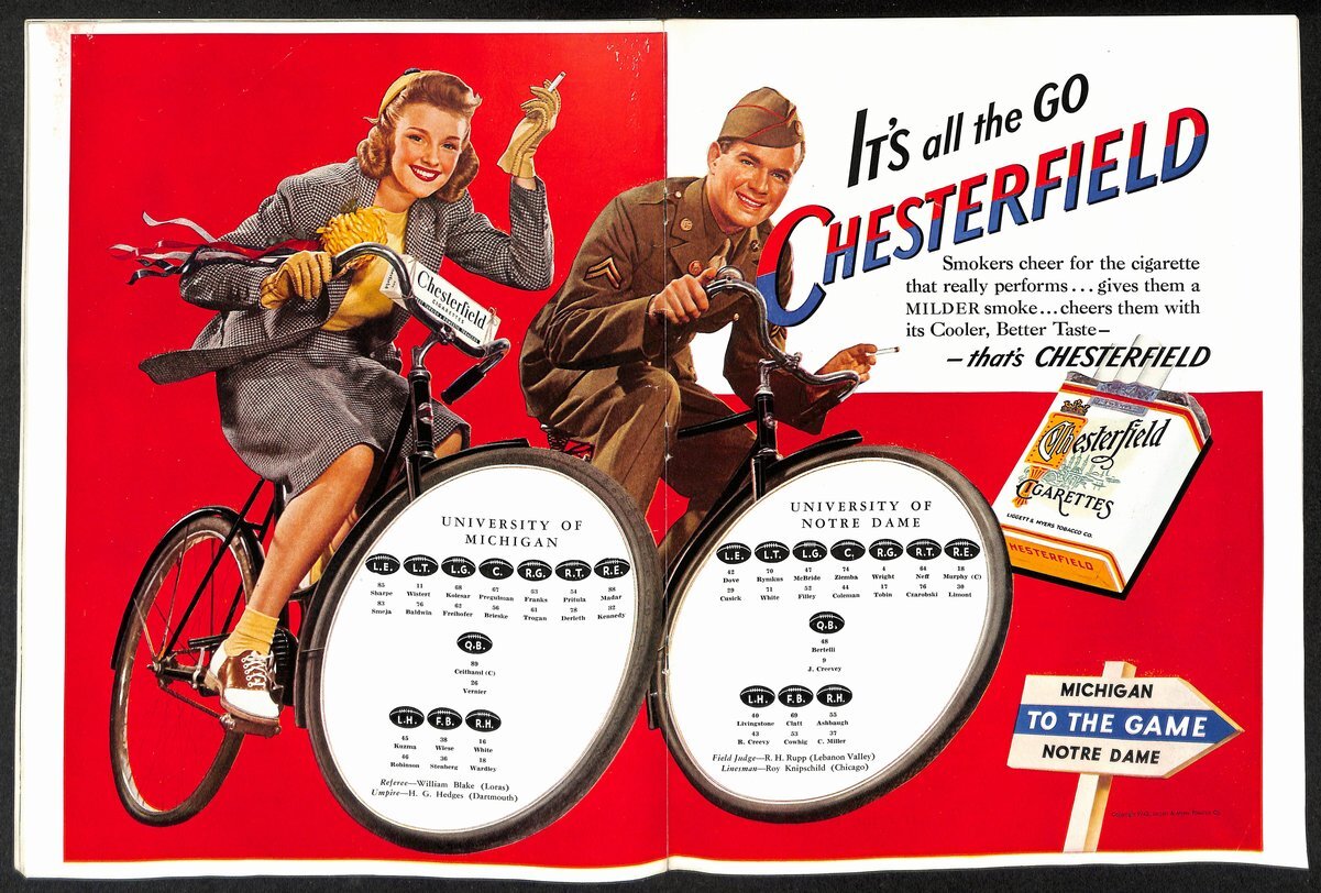 1942 Michigan  Vs Notre Dame Vintage College Football Game Program 195831