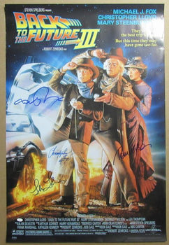 Back To The Future Iii Multi-Autographed By 4 Actors 27X40 Movie Poster Jsa