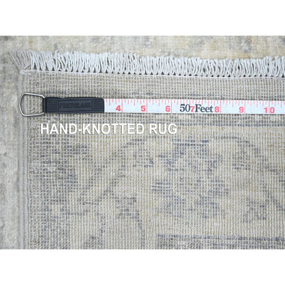 2'4"X29'3" White Heris All Over Design Pure Wool Hand Knotted Runner Rug