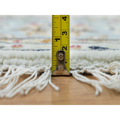 6'1"X6'1" White 100% Wool Hand Knotted Nain Design 250 Kpsi Round Rug