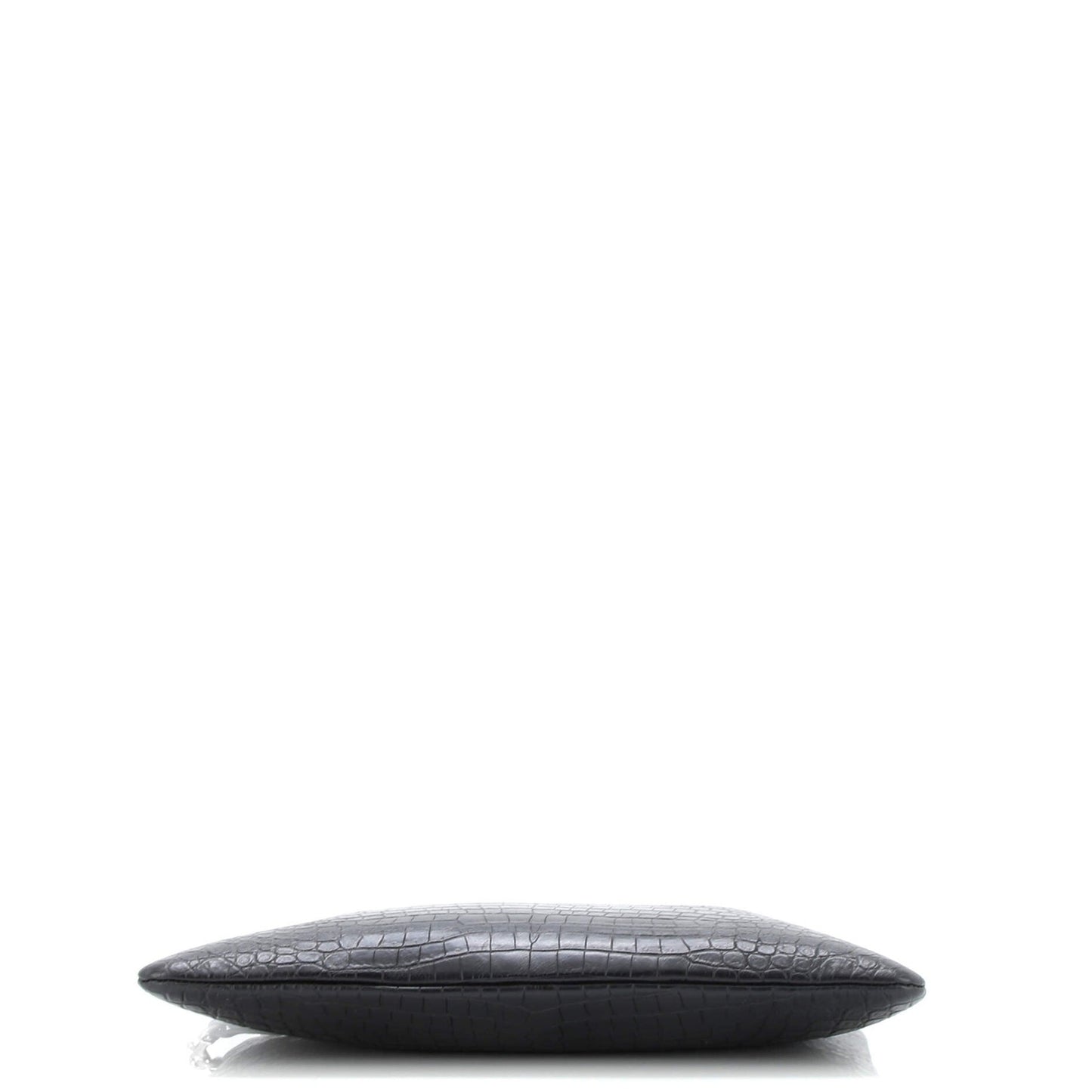 Saint Laurent Classic Monogram Tablet Wristlet Pouch Crocodile Embossed Leather