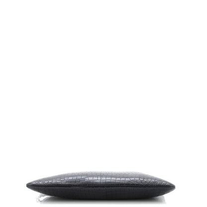 Saint Laurent Classic Monogram Tablet Wristlet Pouch Crocodile Embossed Leather