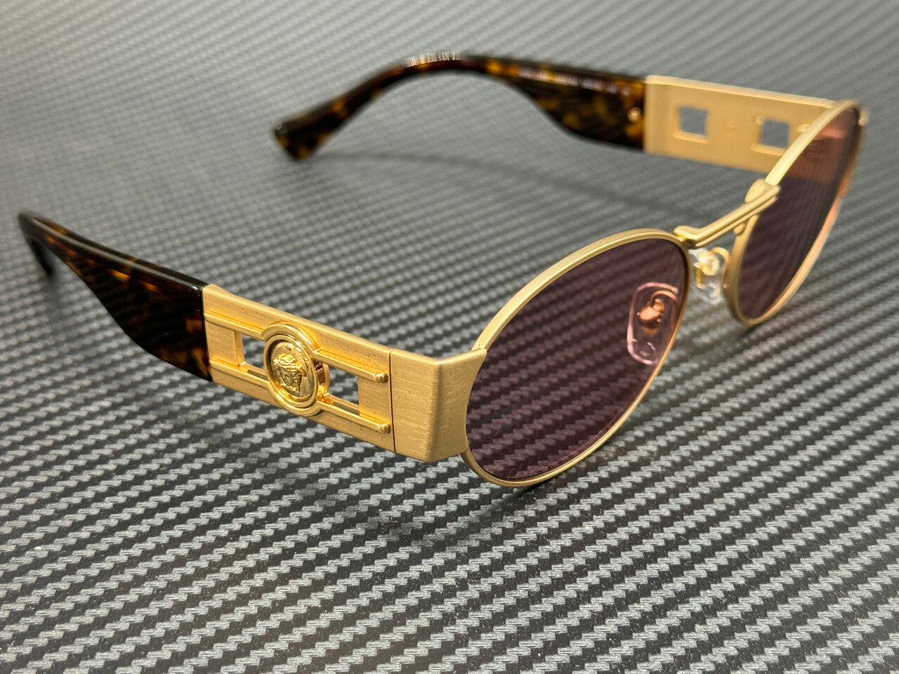 Versace Ve2264 100284 Matte Gold Pink Unisex 56 Mm Sunglasses