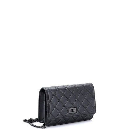 Chanel So Black Reissue 2.55 Wallet On Chain Quilted Aged Calfskin
