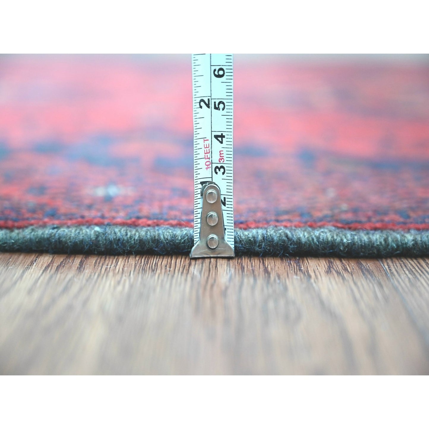 2'7"X9'10" Red Hand Knotted Geometric Afghan Andkhoy Soft Wool Runner Rug