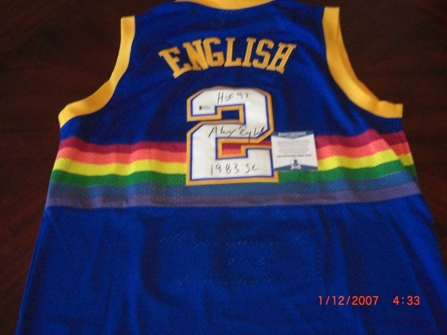 Alex English Denver Nuggets Beckett/Coa Signed