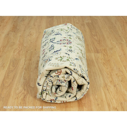 8'10"X12'3" Huron White Hand Knotted Nain Vibrant Wool Oriental Rug