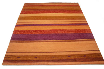 Handmade Indo-Gabbeh Oriental Rug Striped Tribal