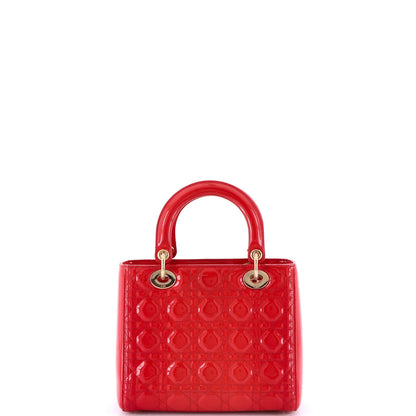 Christian Dior Lady Dior Bag Cannage Quilt Patent Medium