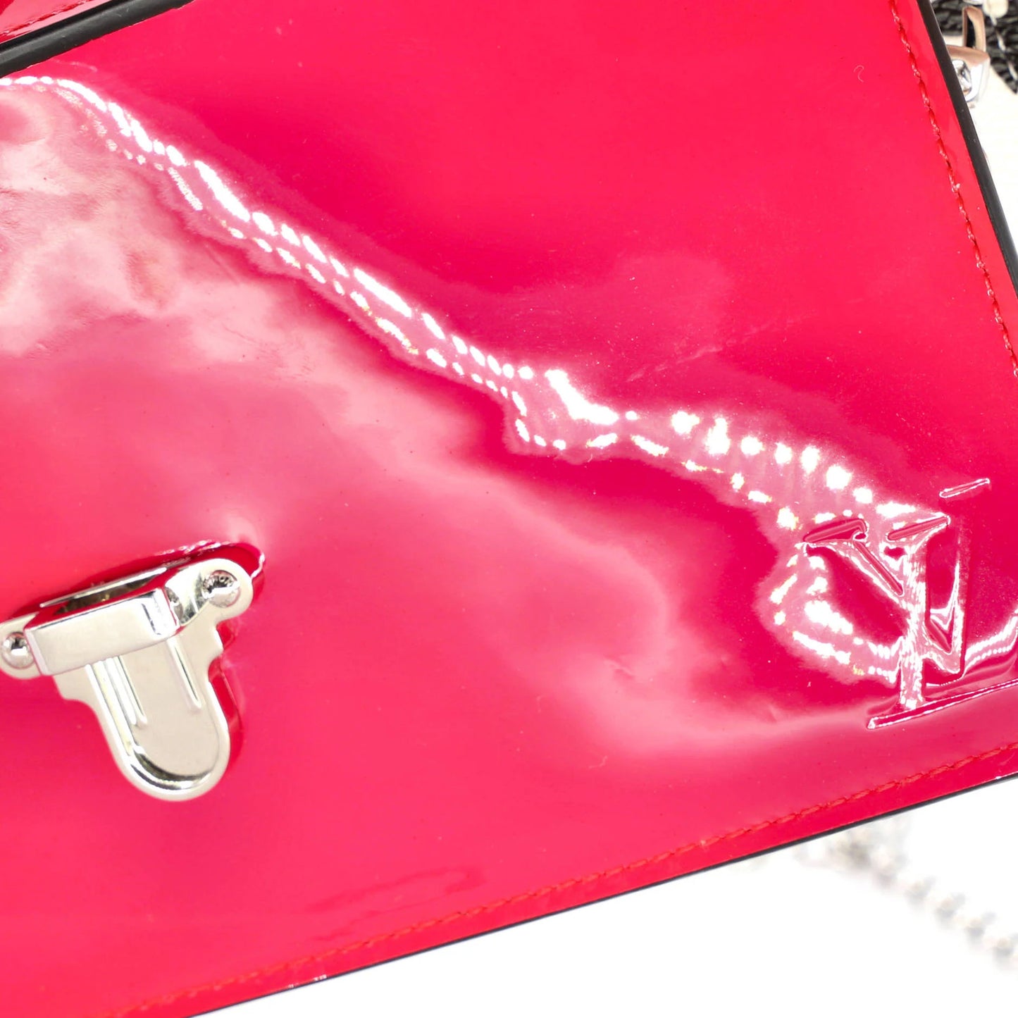 Louis Vuitton Cherrywood Chain Wallet Vernis With Monogram Canvas