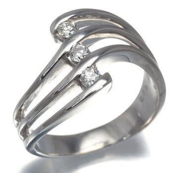 Diamond 0.18Ct Wave 3-Row Ring 18K 750 White Gold