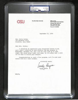 Woody Hayes Signed/Auto 9X11 1979 Tls Letter Ohio State Univ Psa/Dna 198790