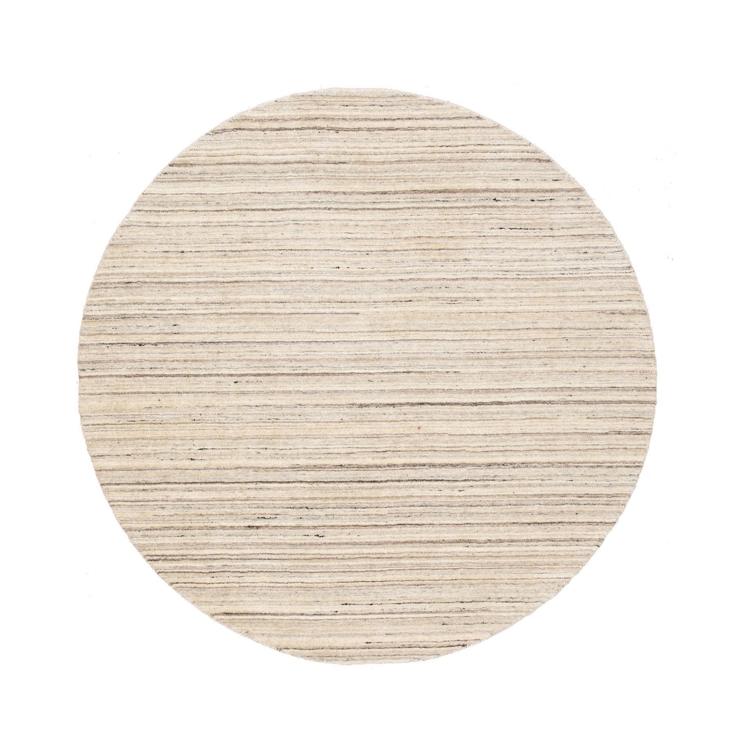 6'X6' Beige Hand Loomed Organic Wool Modern Round Oriental Rug