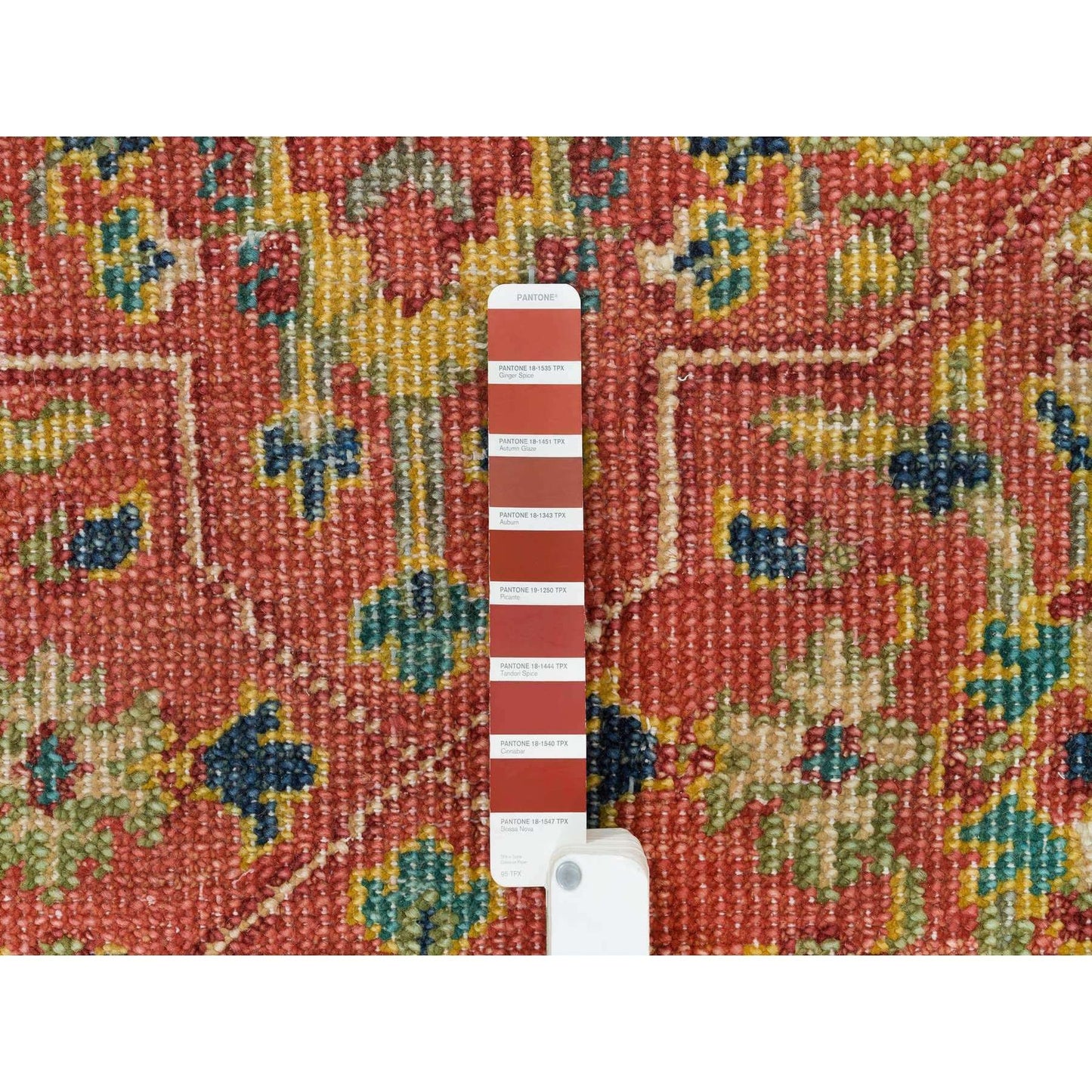 9'X11'9" Red Hand Knotted Antiqued Oushak Design Soft Wool Oriental Rug