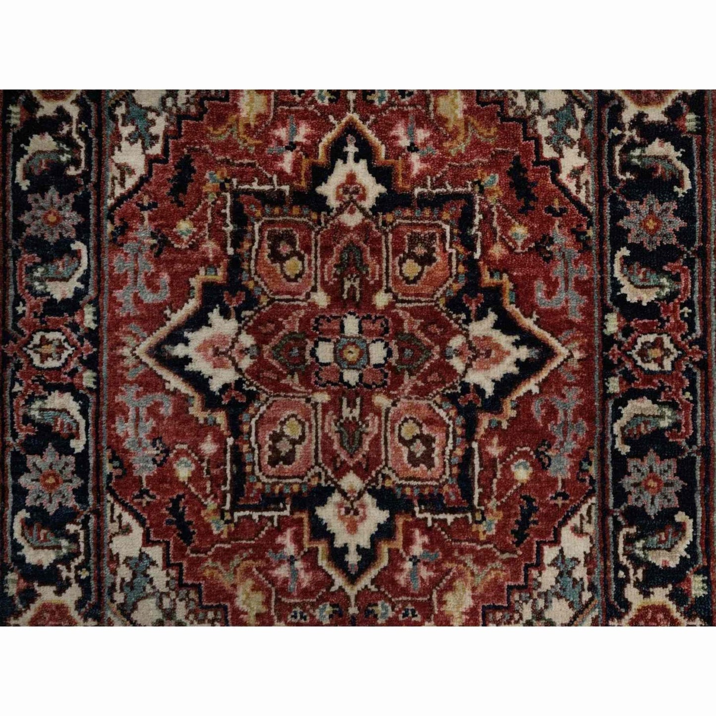 2'X3'2" Red Antiqued Fine Heris New Zealand Wool Hand Knotted Mat Rug