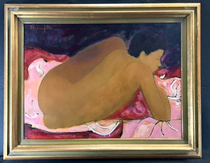 Alain Bonnefoit Linda Rose Original Nude Oil Painting 20P, Signed, Framed
