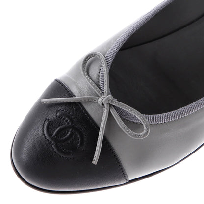 Chanel Women'S Cc Cap Toe Bow Ballerina Flats Leather