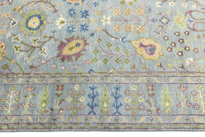 Hand-Knotted Gray Floral Chobi Oriental Rug