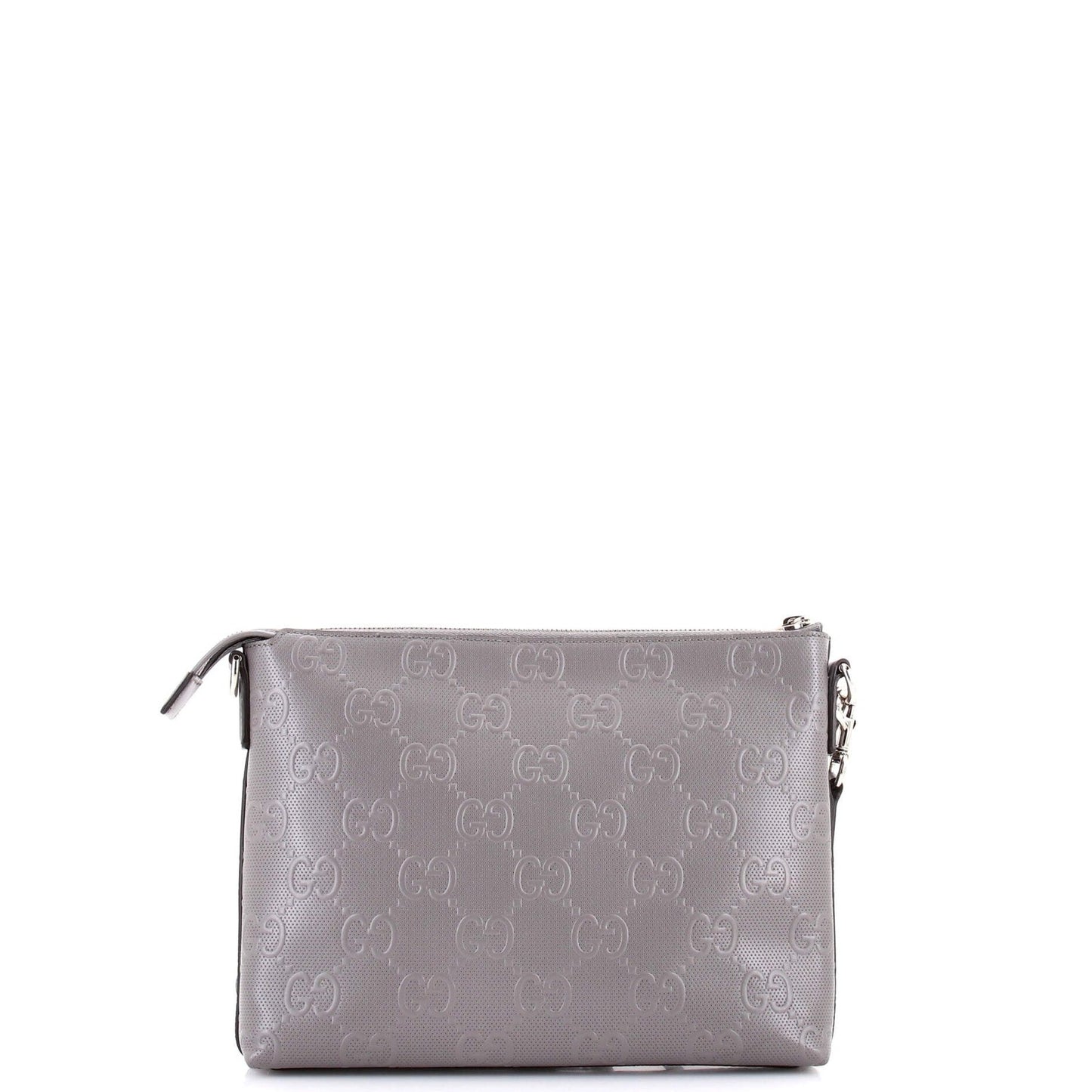 Gucci Convertible Messenger Bag Gg Embossed Perforated Leather Medium