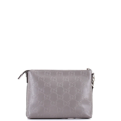 Gucci Convertible Messenger Bag Gg Embossed Perforated Leather Medium